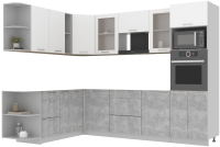 Готовая кухня Интерлиния Мила 1.88x2.8 левая без столешницы (белый платинум/бетон) - 