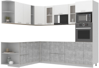 Кухонный гарнитур Интерлиния Мила 1.88x2.6 левая без столешницы (белый платинум/бетон) - 