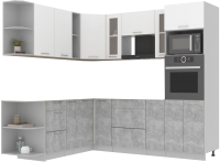 Кухонный гарнитур Интерлиния Мила 1.88x2.4 левая без столешницы (белый платинум/бетон) - 