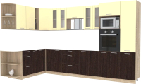 Кухонный гарнитур Интерлиния Мила 1.88x3.4 левая без столешницы (ваниль/дуб венге) - 