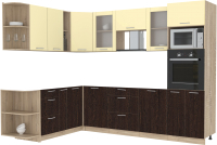 Кухонный гарнитур Интерлиния Мила 1.88x2.8 левая без столешницы (ваниль/дуб венге) - 