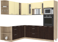 Кухонный гарнитур Интерлиния Мила 1.88x2.4 левая без столешницы (ваниль/дуб венге) - 