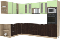 Кухонный гарнитур Интерлиния Мила 1.88x3.0 левая без столешницы (салатовый/дуб венге) - 