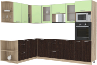 Кухонный гарнитур Интерлиния Мила 1.88x2.8 левая без столешницы (салатовый/дуб венге) - 