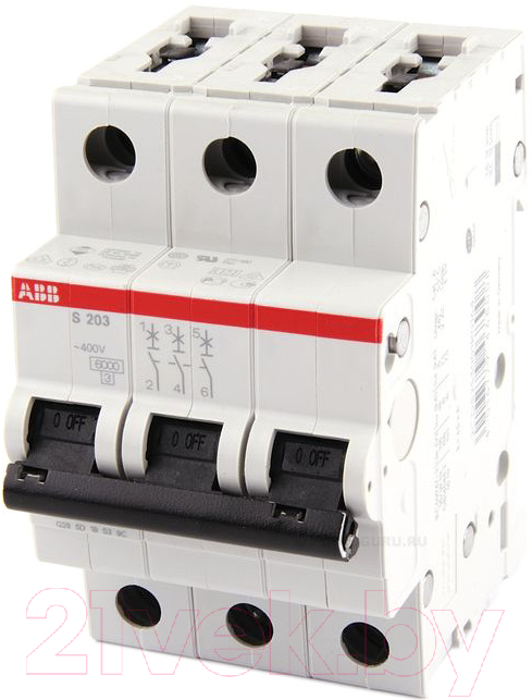 Выключатель автоматический ABB S 203 3P С 4А 6кА 3M / 2CDS253001R0044