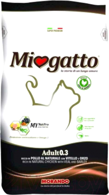 Сухой корм для кошек Miogatto Adult 0.3 Veal & Barley (400г)