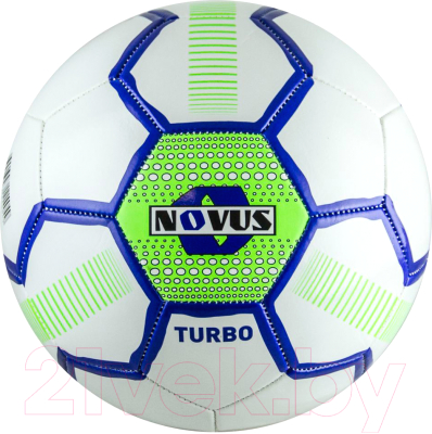 Футбольный мяч Novus Turbo PVC (размер 5, белый/синий/салатовый)