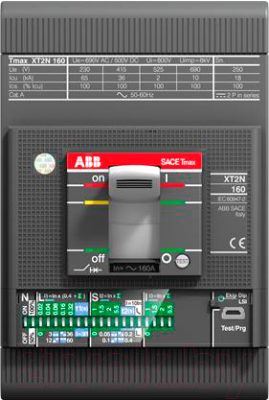 Выключатель автоматический ABB Tmax XT2S 160/100A 3P 50кA Ekip LS/I 1Iн 10Iн / 1SDA067803R1