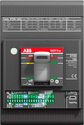 Выключатель автоматический ABB Tmax XT2S 160/100A 3P 50кA Ekip LS/I 1Iн 10Iн / 1SDA067803R1