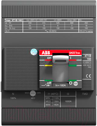 Выключатель автоматический ABB Tmax XT1B 160/160А 4P 18кА 112/136/160А 10Iн / 1SDA066821R1