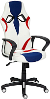 Кресло офисное Tetchair Runner кожзам/ткань (белый/синий/красный) - 