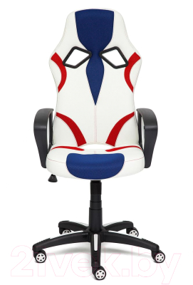 Кресло офисное Tetchair Runner кожзам/ткань (белый/синий/красный)
