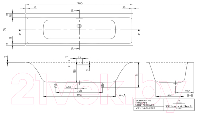 Ванна акриловая Villeroy & Boch Subway 170x75 / UBQ170SBW2DV-01