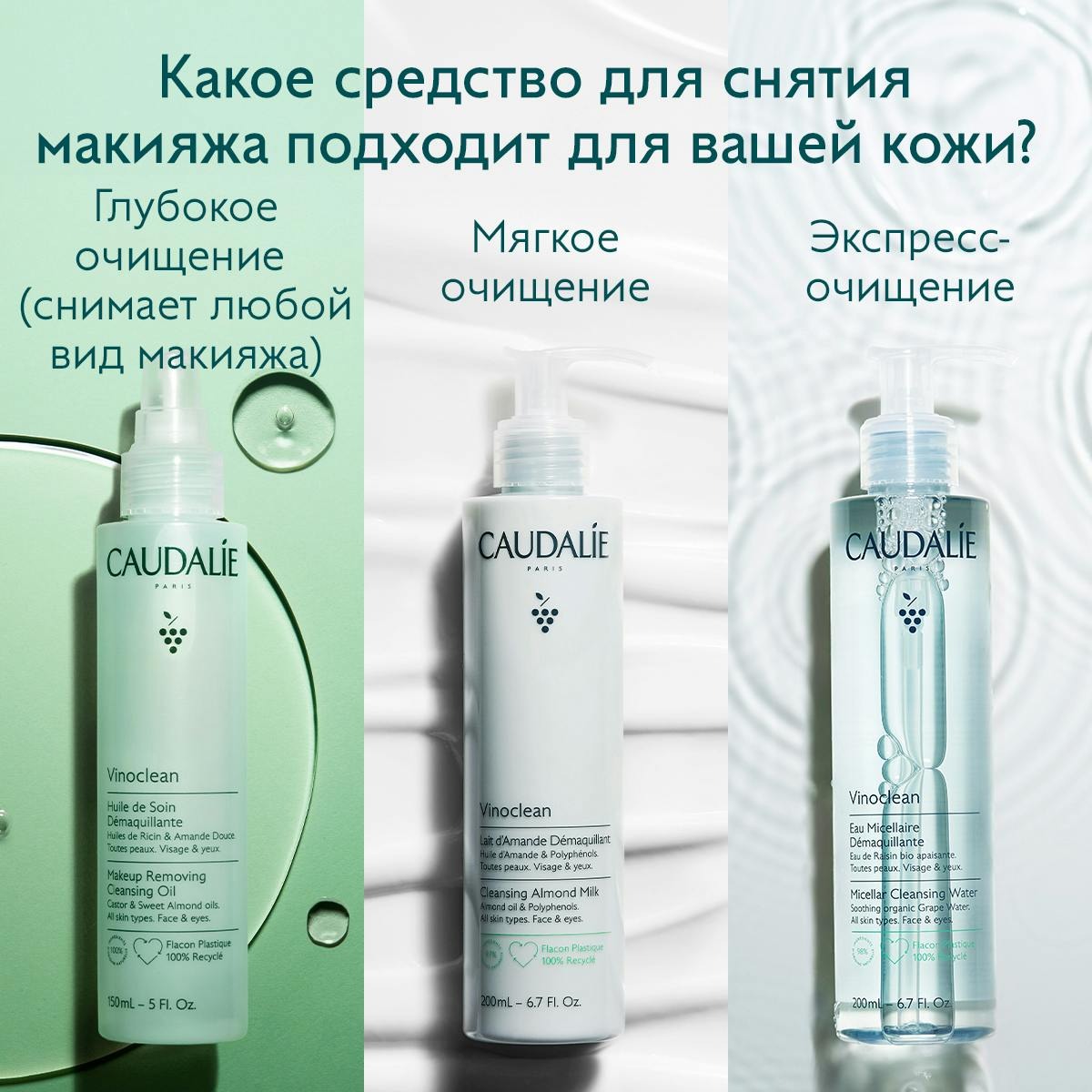 Молочко для снятия макияжа Caudalie Vinoclean Lait d’Amande Demaquillant