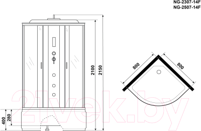 Душевая кабина Niagara NG-2507-14F 80x80x215 (тонированное стекло)