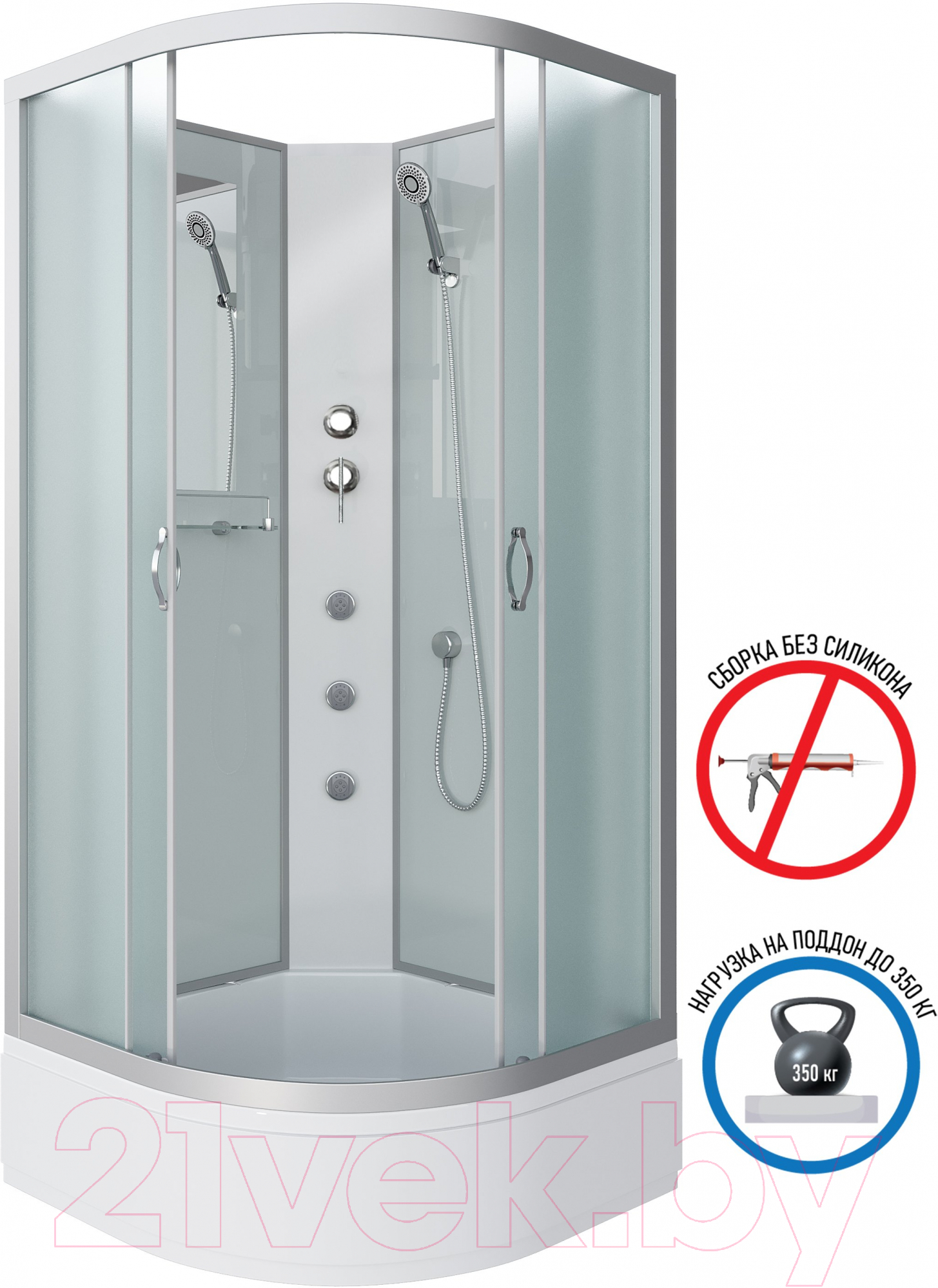 Душевая кабина Niagara NG-3302-14BKG 100x100x200 (матовое стекло) — фото 2