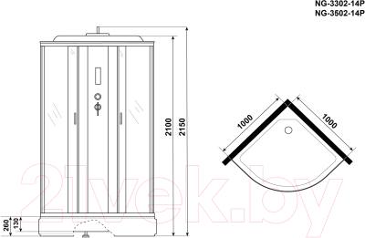 Душевая кабина Niagara NG-3302-14P 100x100x215 (матовое стекло)