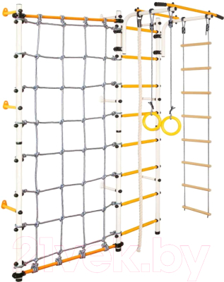 Детский спортивный комплекс Юный Атлет Пристенный с сеткой (белый)