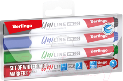 Набор маркеров Berlingo Uniline WB300 / BMc_30509 (4цв)
