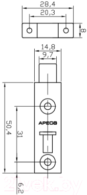 Шпингалет торцевой Apecs DB-03-50-CR