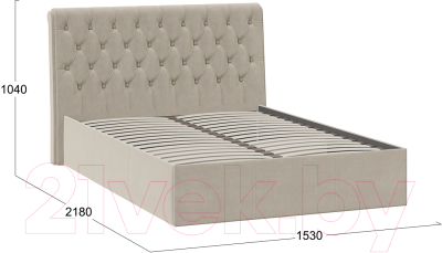Полуторная кровать ТриЯ Скарлет универсальная тип 1 140x200 (велюр мокко светлый)