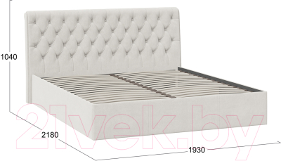 Двуспальная кровать ТриЯ Скарлет универсальная тип 1 180x200 (велюр бежевый)