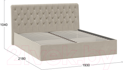Двуспальная кровать ТриЯ Скарлет универсальная тип 1 180x200 (велюр мокко светлый)