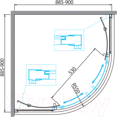 Душевой уголок BelBagno DUE-R-2-90-P-Cr