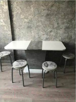 Обеденный стол Сакура Марсель 110-145 (белый U7208/метрополитан грей)