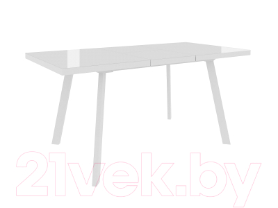 Обеденный стол Сакура Милан 138-178 (белый/белый со стеклом)