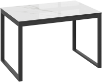 Обеденный стол ТриЯ Маркус тип 1 (черный муар/стекло белый мрамор) - 