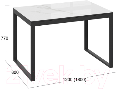 Обеденный стол ТриЯ Маркус тип 1 (черный муар/стекло белый мрамор)