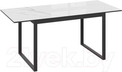 Обеденный стол ТриЯ Маркус тип 1 (черный муар/стекло белый мрамор)