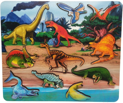 Развивающий игровой набор Нескучные игры Рамка-вкладыш Мир динозавров / 8412