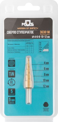

Сверло, HSS ступенчатое 4-12мм / 36381М