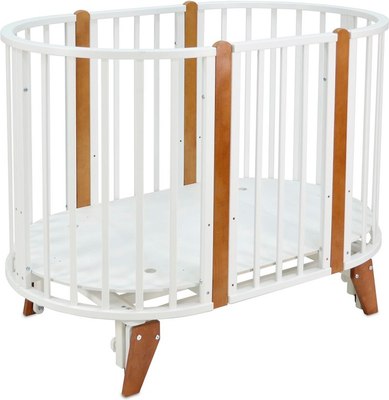Детская кровать-трансформер Sweet Baby San Martino 7 в 1 с маятником (белый/натуральный) - 