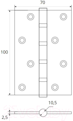Комплект петель дверных VELA 100x70x2.5-4BB-CR (хром)