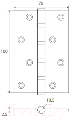 Комплект петель дверных VELA 100x70x2.5-4BB-ZN (цинк)