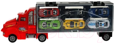 Набор игрушечных автомобилей Технодрайв Трейлер с катапультой 6 машинок / 1809L072-R