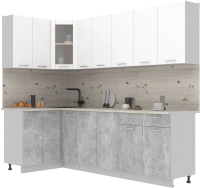 Кухонный гарнитур Интерлиния Мила 12x25 (белый платинум/бетон/бискайская сосна) - 