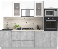 Кухонный гарнитур Интерлиния Мила 2.5 ВТ (белый платинум/бетон/бискайская сосн) - 