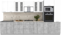 Кухонный гарнитур Интерлиния Мила 3.6 ВТ (белый платинум/бетон/бискайская сосна) - 
