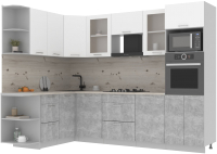 Готовая кухня Интерлиния Мила 1.68x2.8 левая (белый платинум/бетон/бискайская сосна) - 