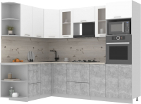 Готовая кухня Интерлиния Мила 1.68x2.6 левая (белый платинум/бетон/бискайская сосна) - 
