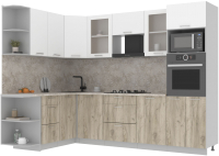 Готовая кухня Интерлиния Мила 1.68x2.8 левая (белый платинум/дуб серый/малага) - 