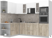 Готовая кухня Интерлиния Мила 1.68x2.6 левая (белый платинум/дуб серый/малага) - 
