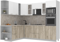 Кухонный гарнитур Интерлиния Мила 1.88x2.6 левая (белый платинум/дуб серый/малага) - 