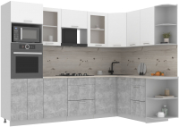 Готовая кухня Интерлиния Мила 1.68x2.8 правая (белый платинум/бетон/бискайская сосна) - 