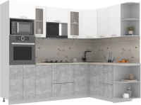 Готовая кухня Интерлиния Мила 1.68x2.6 правая (белый платинум/бетон/бискайская сосна) - 