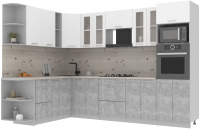 Кухонный гарнитур Интерлиния Мила 1.88x3.0 левая (белый платинум/бетон/бискайская сосна) - 